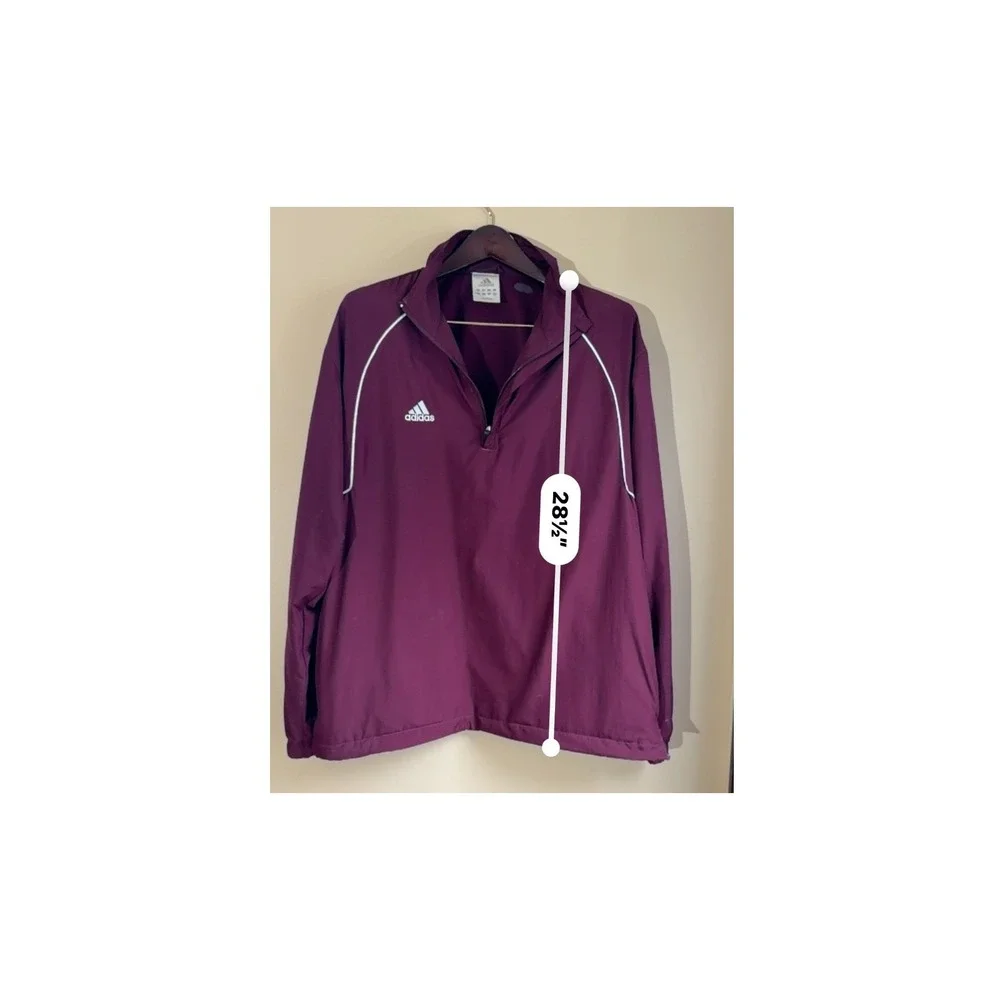 Adidas Quarter Zip Windbreaker Jacket Men's‎ M Maroon Mesh Lined Vented Outdoor